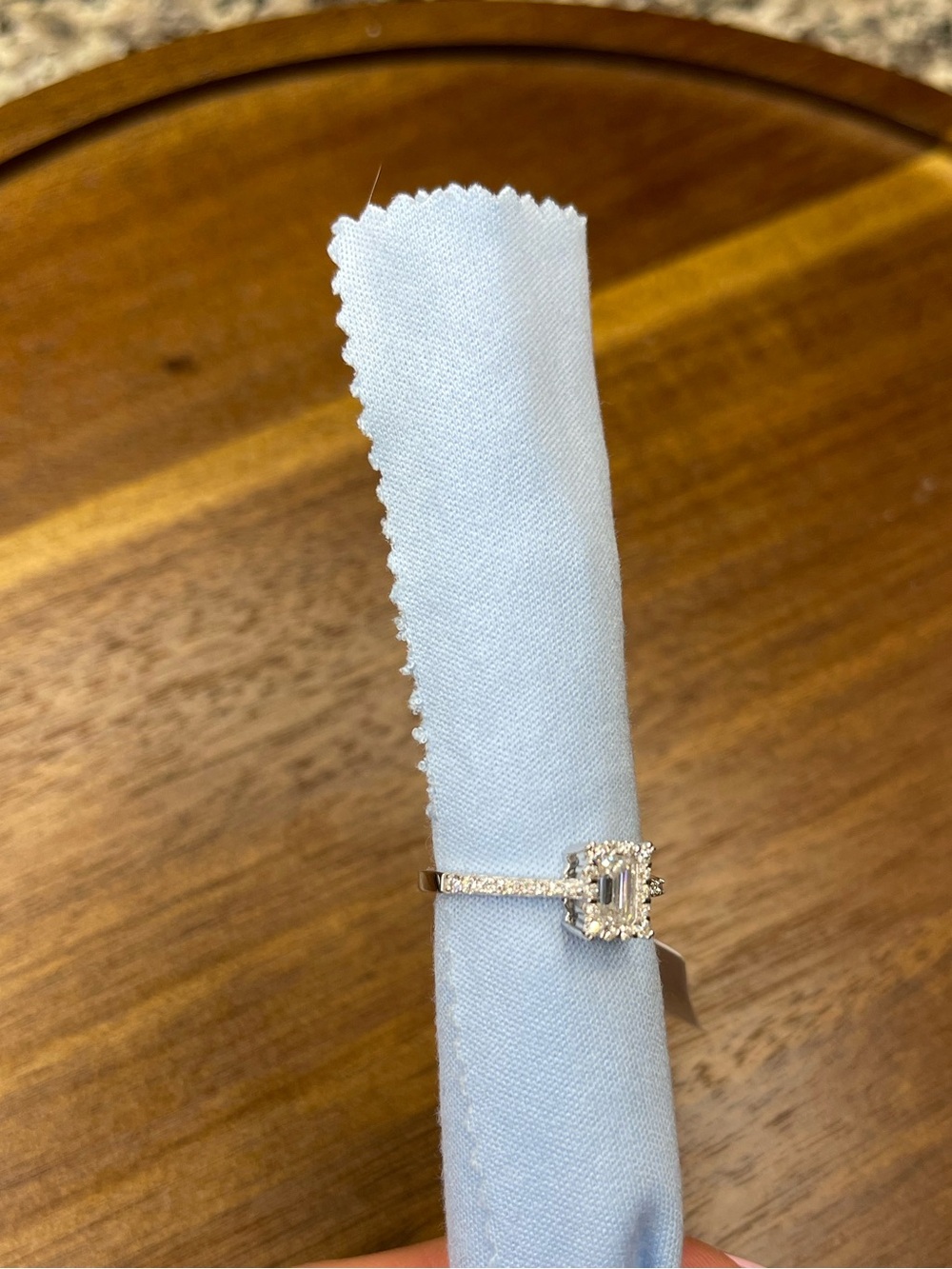 Emerald-Cut Halo Ring in Sterling Silver with Moissanite - Picture 4 of 9